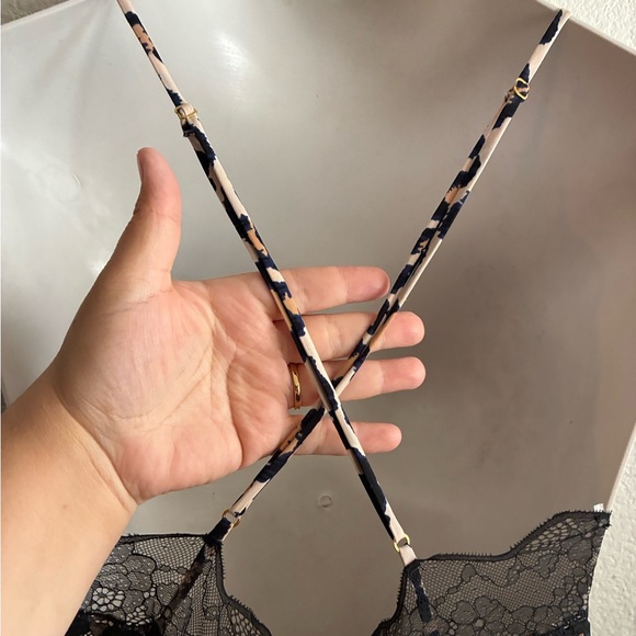 Victoria’s Secret Cheetah Print Black Lace Trim Criss Cross Slip Mid Dress XL - Picture 8 of 12